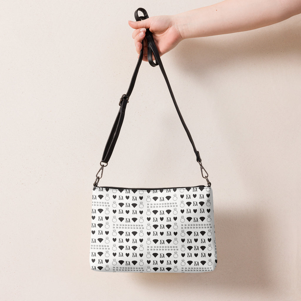 Black Daemon Luxury Dim Diamonds Artica Blizzard borsone crossbody bag with all-over print and adjustable strap.