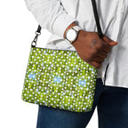 Daemon Luxury Belly Red’s Garden (Rebirth) Borsetta crossbody bag with all-over black print and adjustable strap.