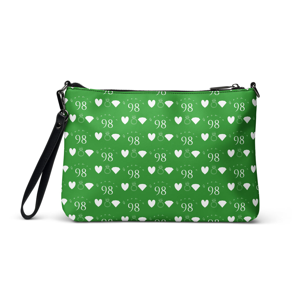 Daemon Luxury Belly Red’s Garden Borsetta crossbody bag with all-over-print design and black back, stylish and compact.