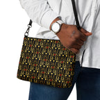 Daemon Luxury Sun Glow California Borsetta crossbody bag with all-over print in black, showing stylish design and adjustable strap.