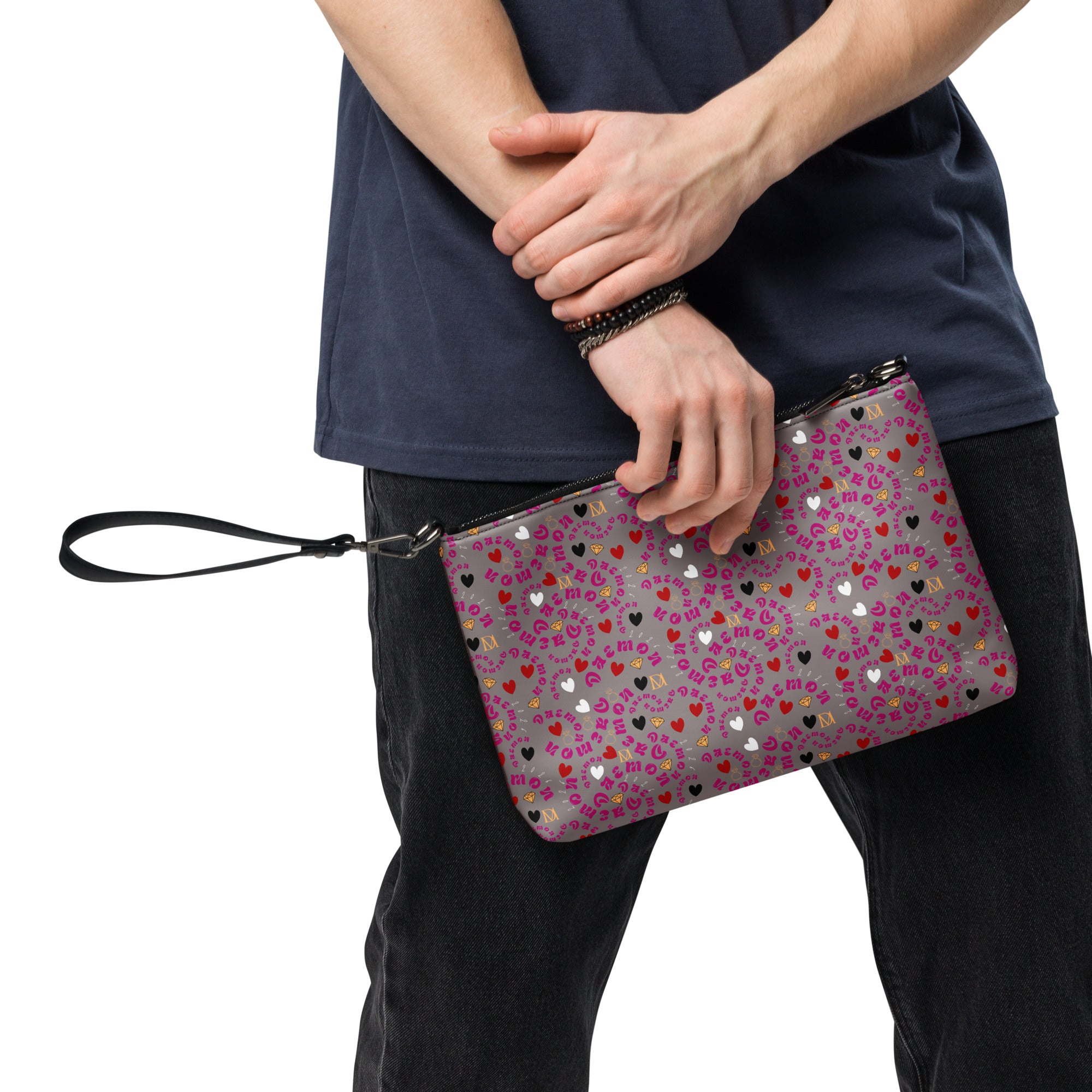 Daemon Luxury Carnival Bay Picasso Mirrors Borsetta crossbody bag with all-over black print and adjustable strap.