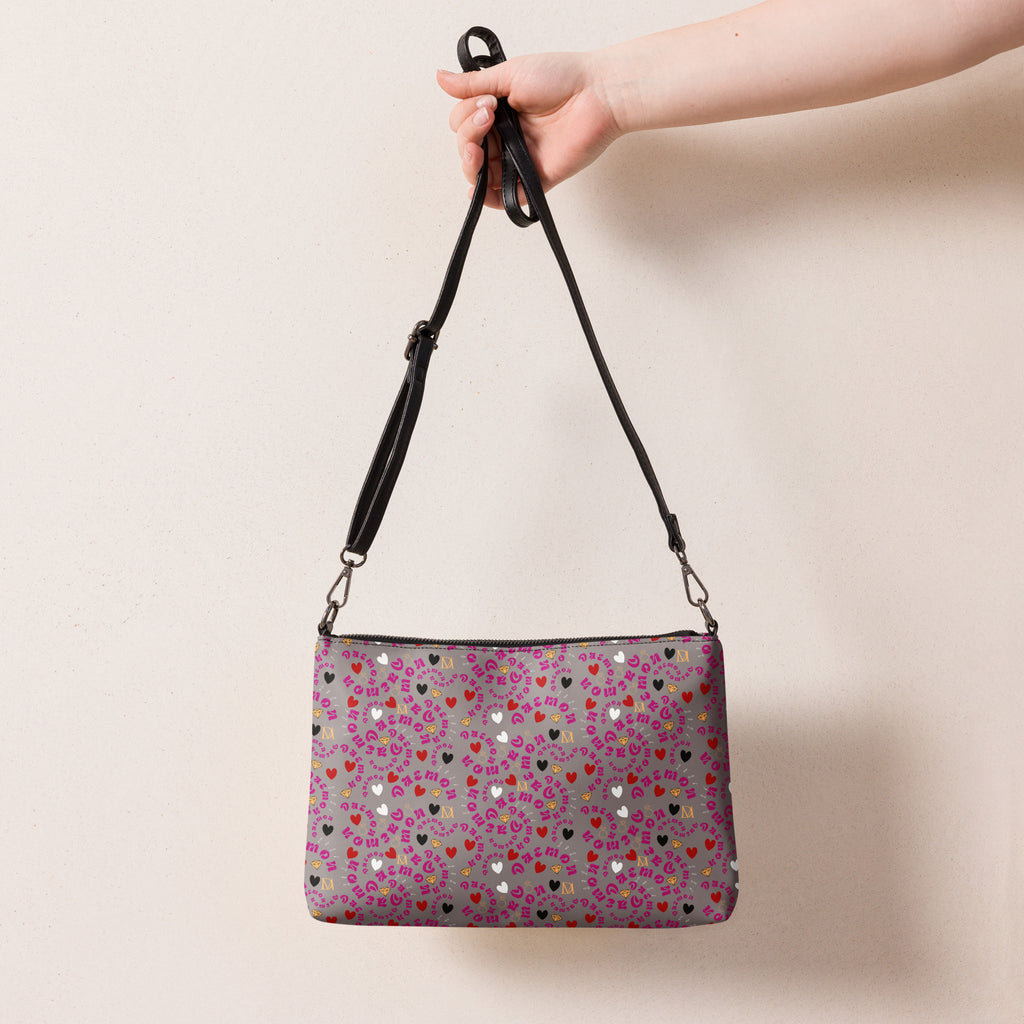 Daemon Luxury Carnival Bay Picasso Mirrors Borsetta crossbody bag with all-over black print and adjustable strap, stylish and versatile.