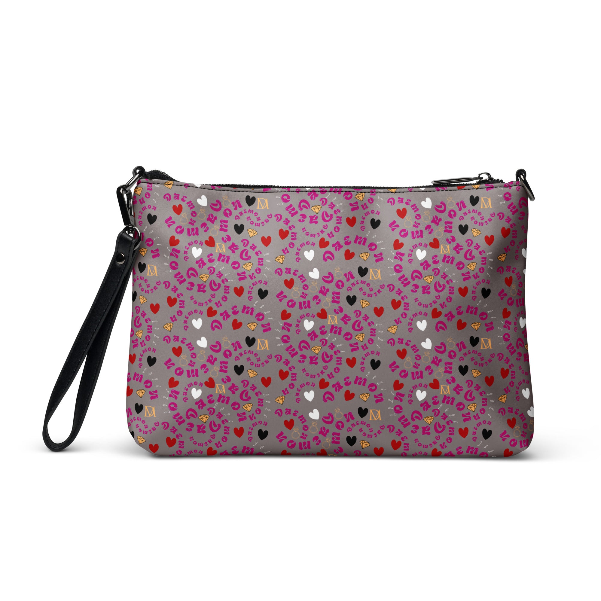 Daemon Luxury Carnival Bay Picasso Mirrors Borsetta crossbody bag with all-over black print and adjustable strap.