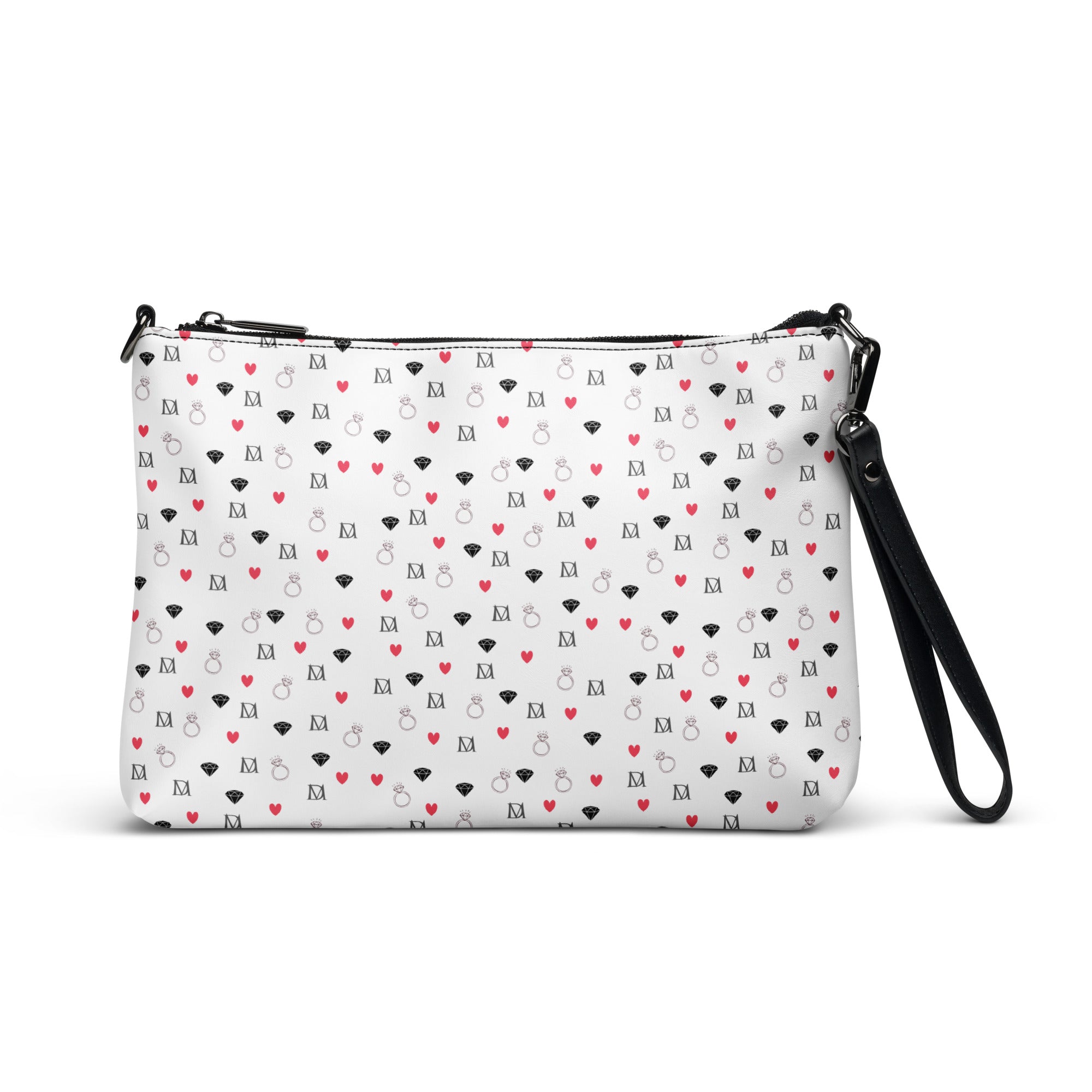 Daemon Luxury Speckled Diamonds Artica Blizzard crossbody bag with black all-over print and detailed diamond pattern.