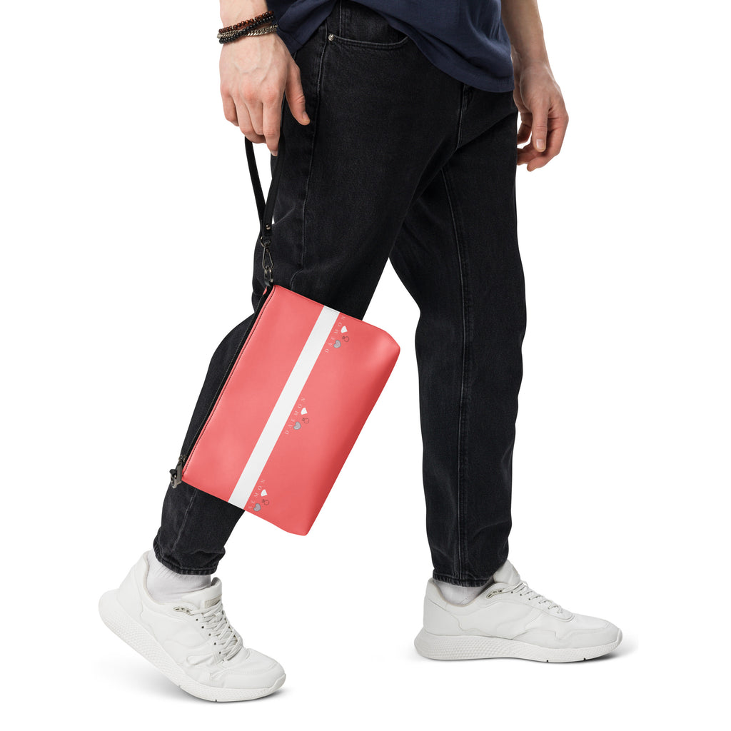 Daemon Luxury SACHI BANS white label crossbody bag with all-over black print, front view showcasing stylish design and compact size