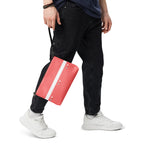 Daemon Luxury SACHI BANS white label crossbody bag with all-over black print, front view showcasing stylish design and compact size