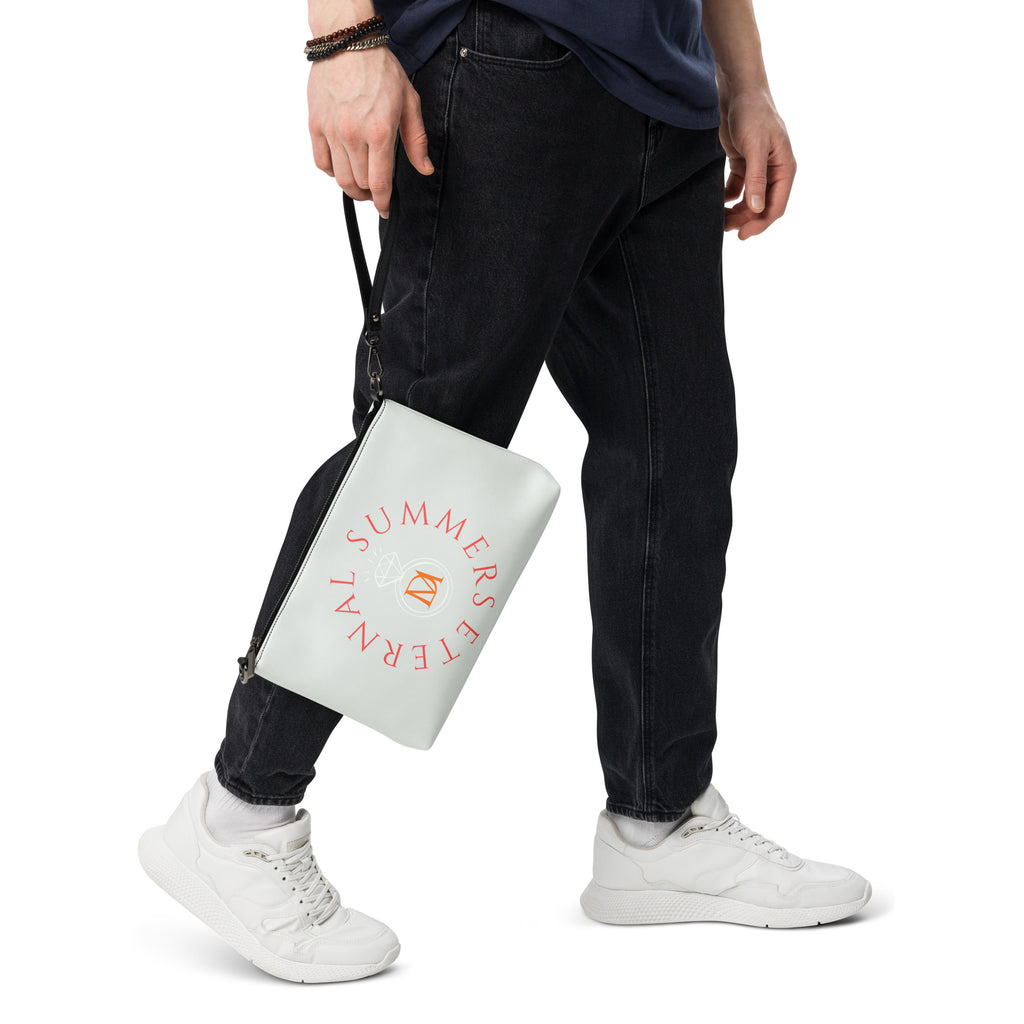Darkroad Metronome all-over-print crossbody bag by Daemon Luxury, black with intricate design, stylish and compact accessory.