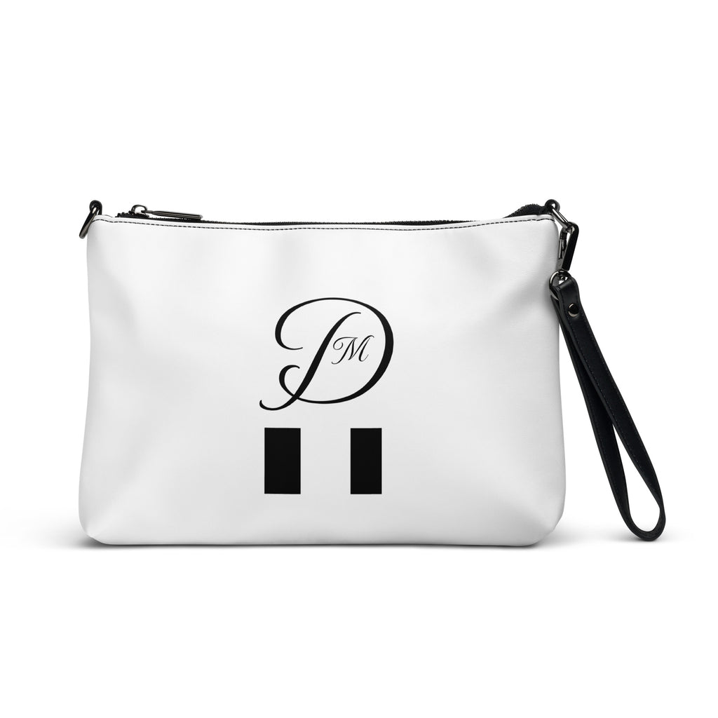 Black all-over-print crossbody bag from Daemon Luxury's Metronome Paris More Love collection featuring a front view.