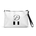 Black all-over-print crossbody bag from Daemon Luxury's Metronome Paris More Love collection featuring a front view.