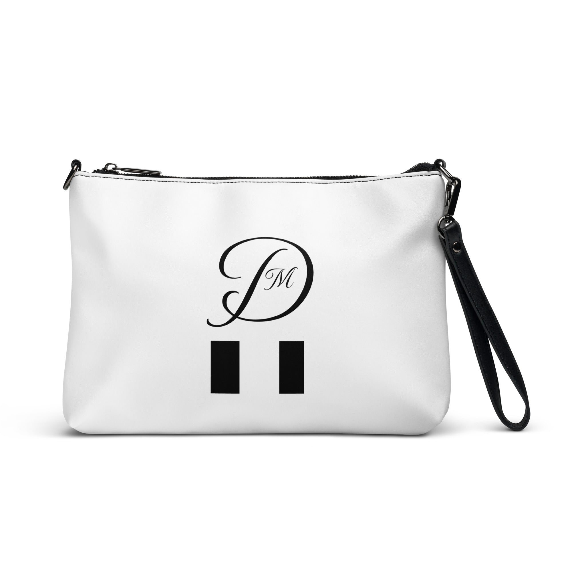 Black all-over-print crossbody bag from Daemon Luxury's Metronome Paris More Love collection featuring a front view.