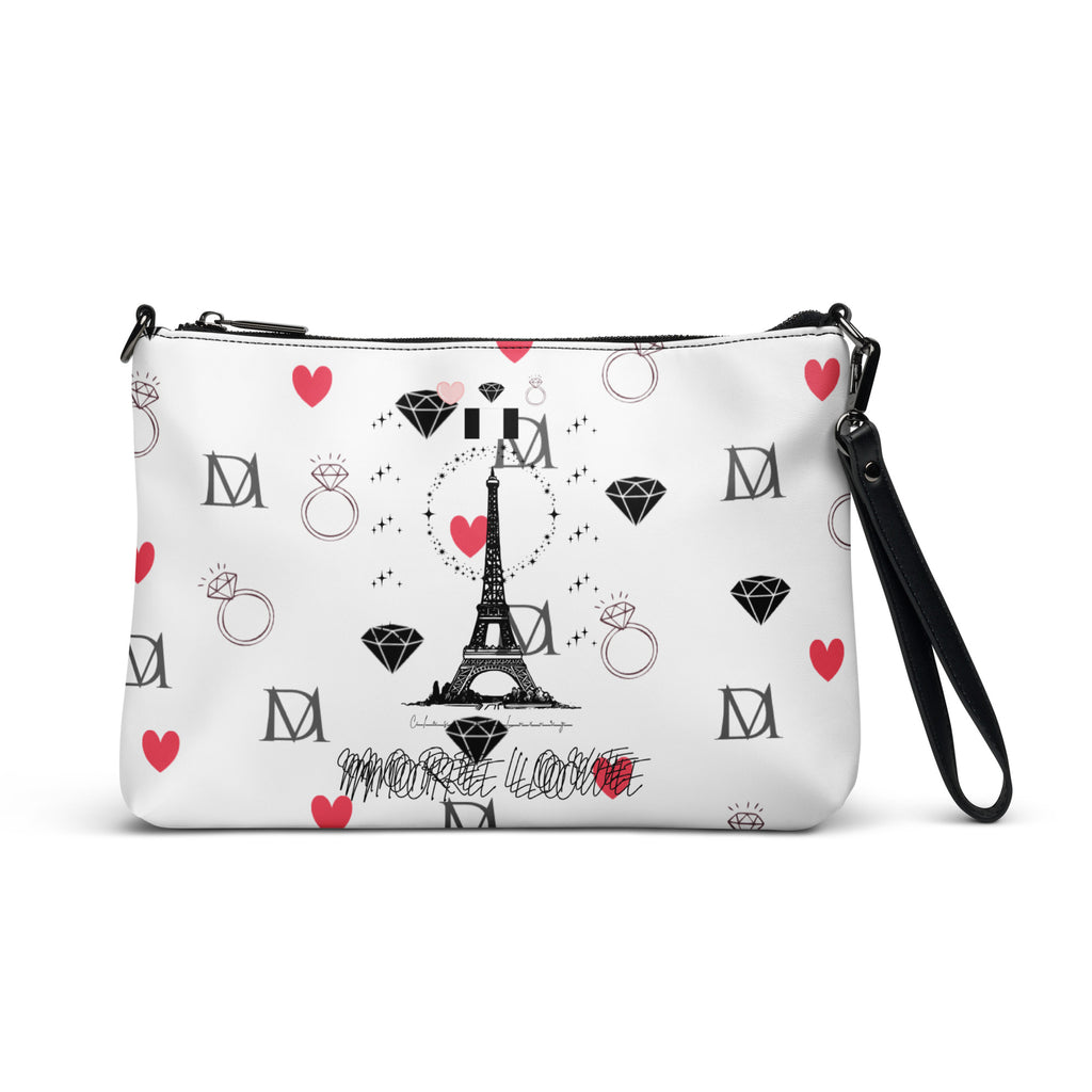 Daemon Luxury Metronome Paris Borsetta crossbody bag with all-over print, black color, front view showcasing stylish design.