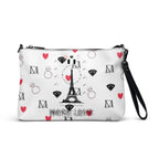 Daemon Luxury Metronome Paris Borsetta crossbody bag with all-over print, black color, front view showcasing stylish design.