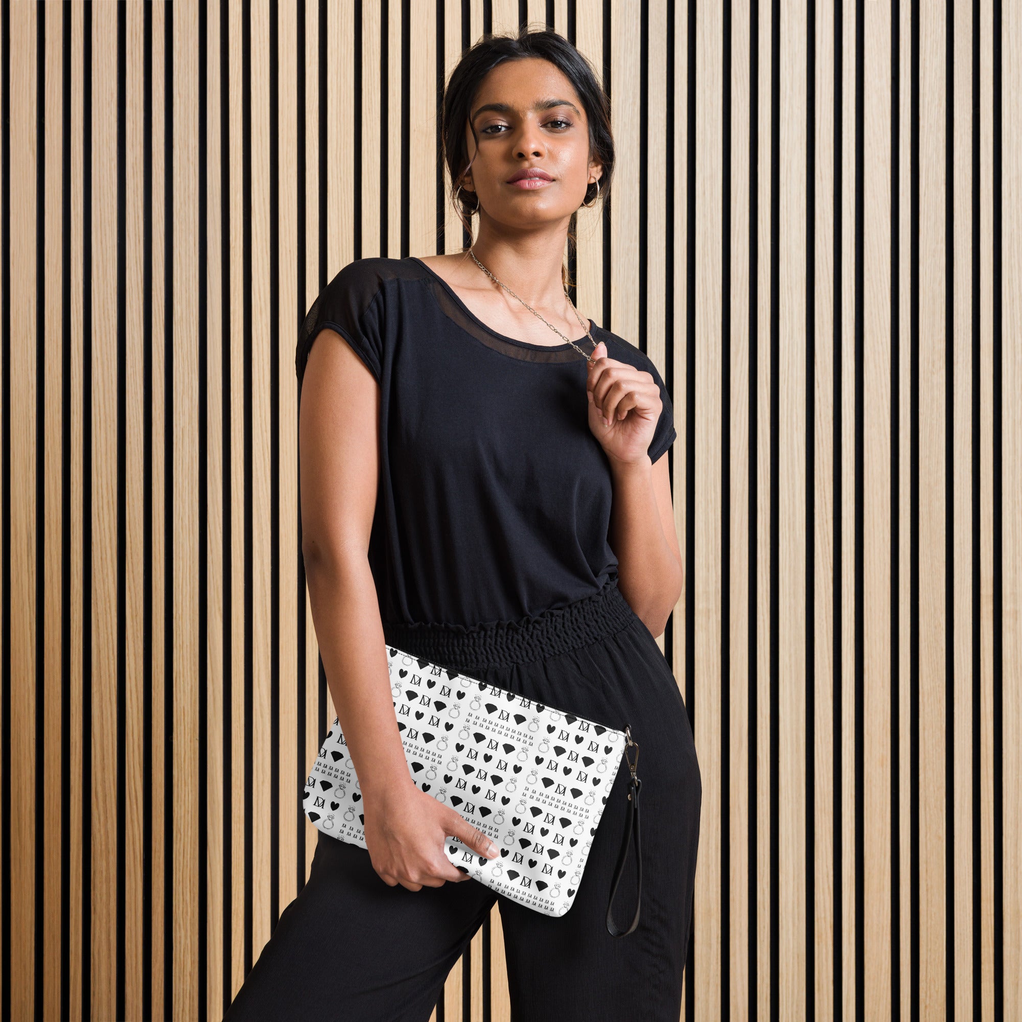 Black Daemon Luxury Dim Diamonds Artica Blizzard Borsone crossbody bag with all-over print design.