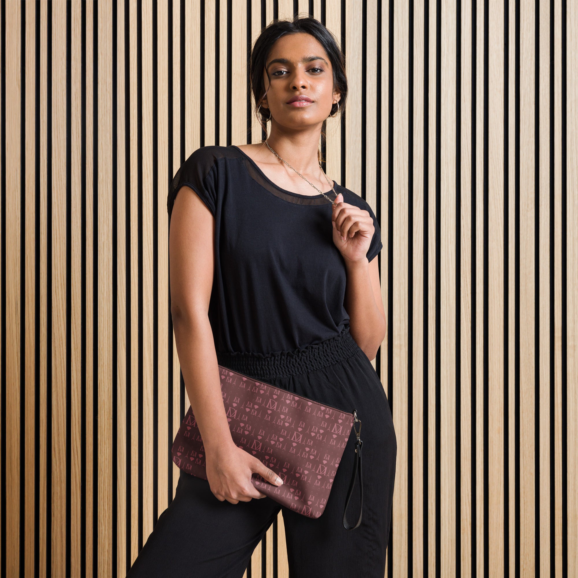Daemon Luxury Dim Horizon Borsetta crossbody bag with all-over black print, featuring a front view and adjustable strap.