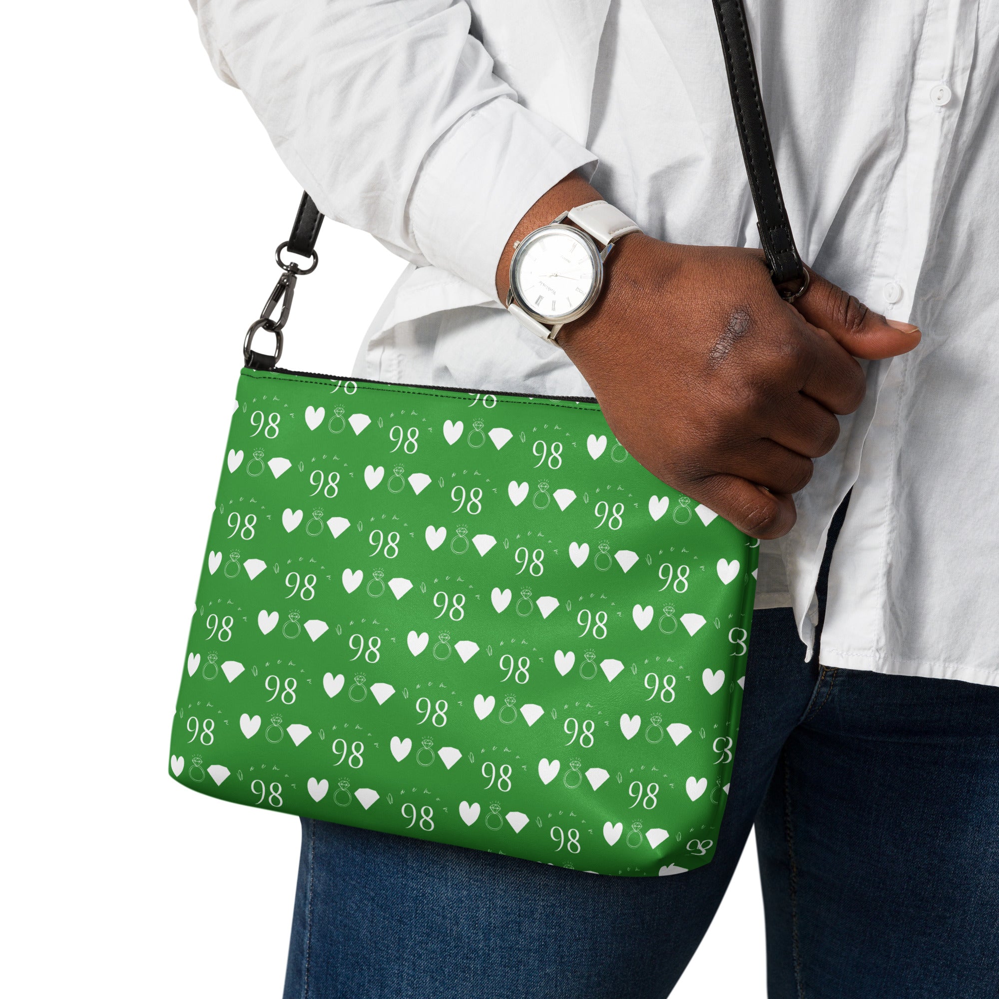 Daemon Luxury Belly Red’s Garden Borsetta crossbody bag with all-over print in black, featuring vibrant floral and garden-themed design.