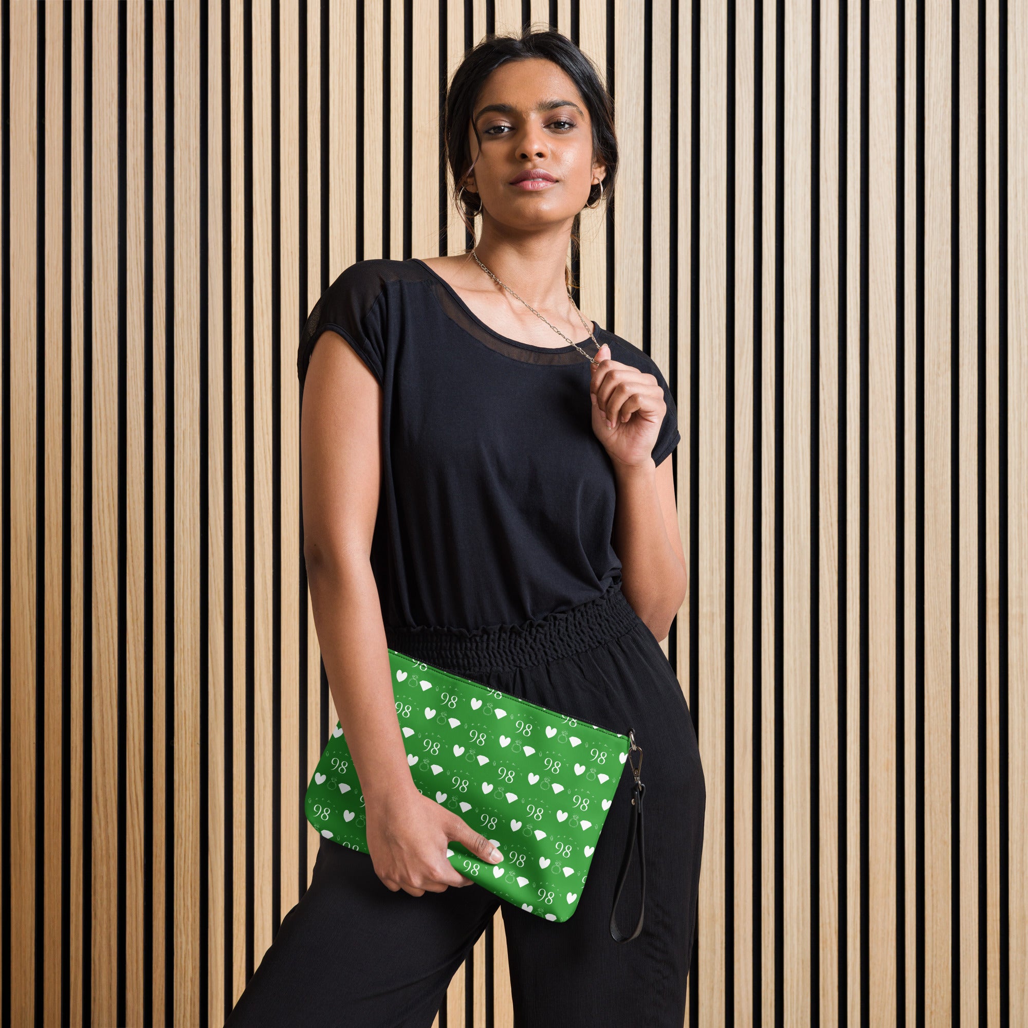 Black Borsetta crossbody bag featuring Belly Red’s Garden Enriched Bloom all-over print by Daemon Luxury.