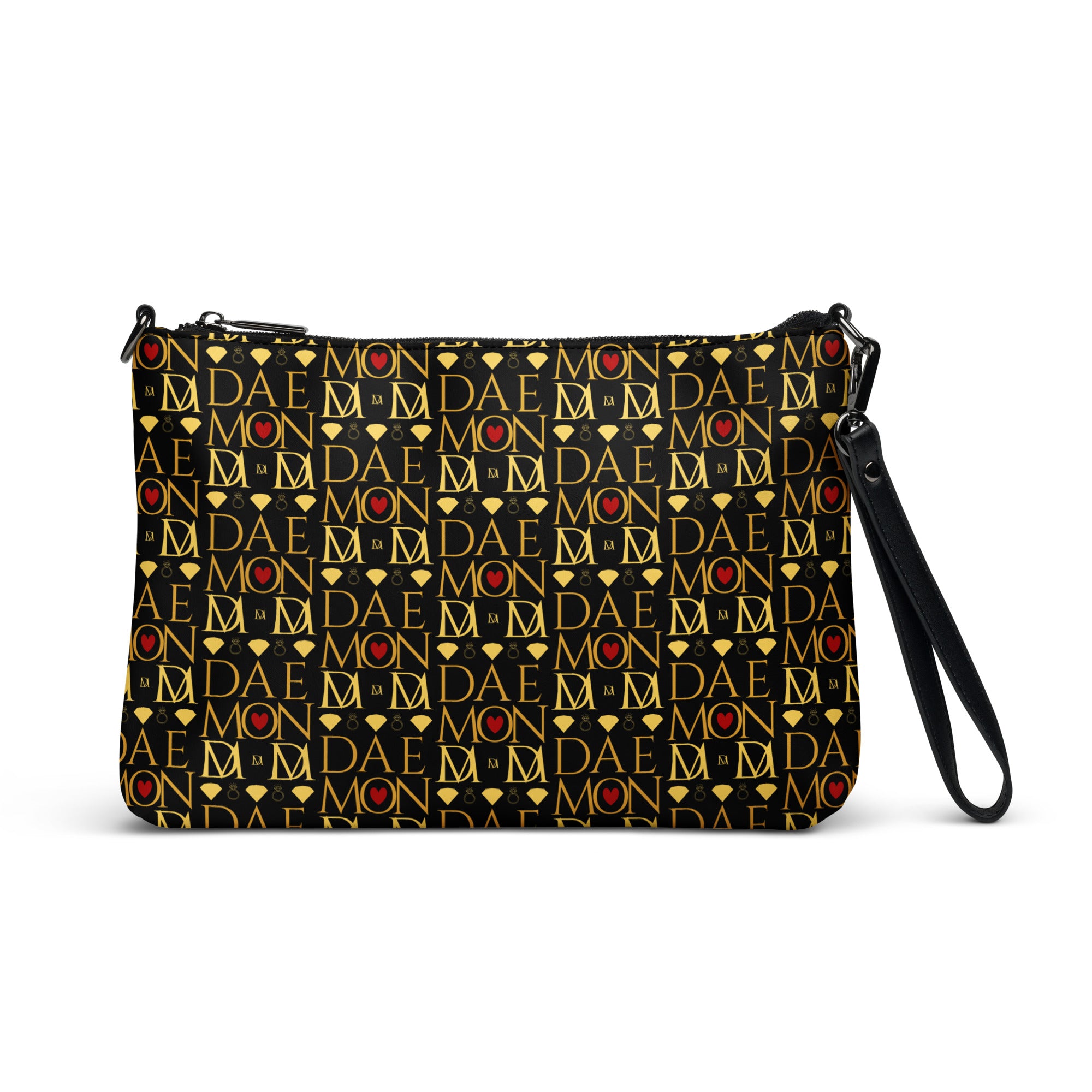 Daemon Luxury Sun Glow California Borsetta crossbody bag with all-over print, black front view
