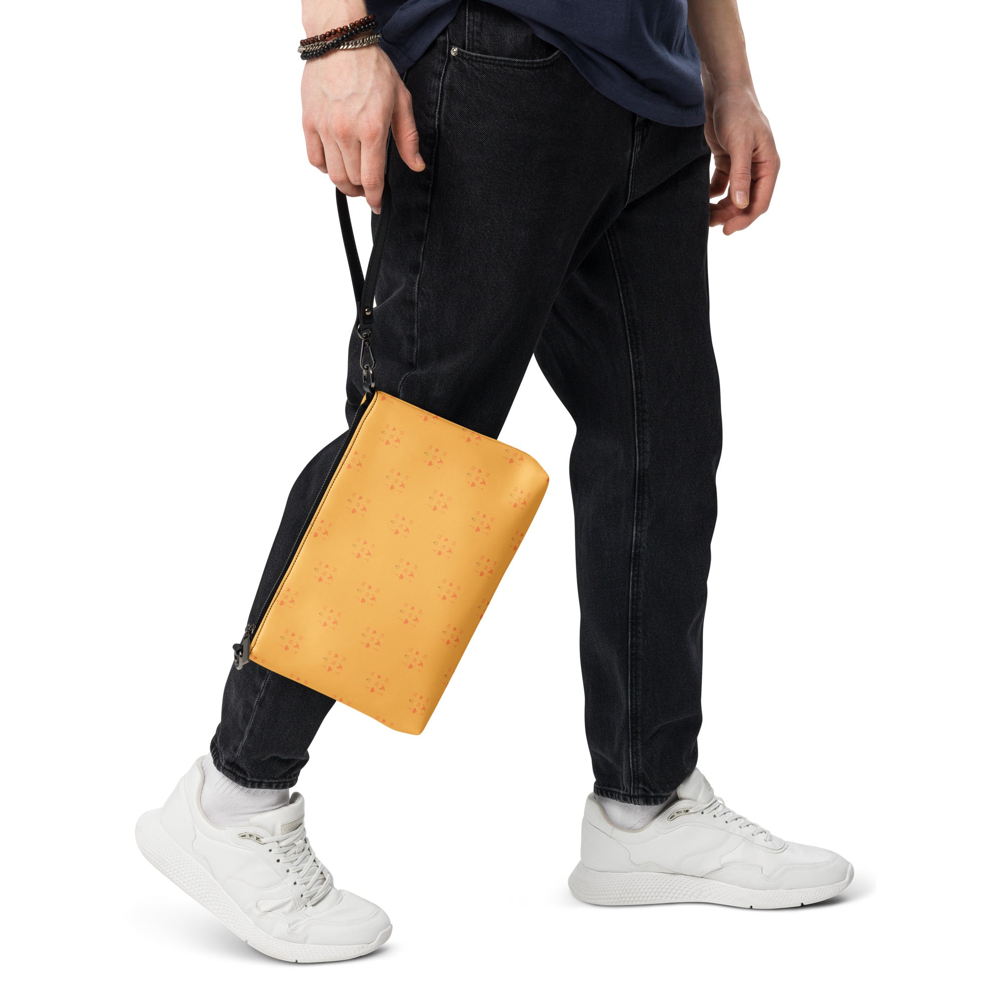 Daemon Luxury Makara Coroner crossbody bag with all-over black print featuring lucciole design, compact and stylish accessory.