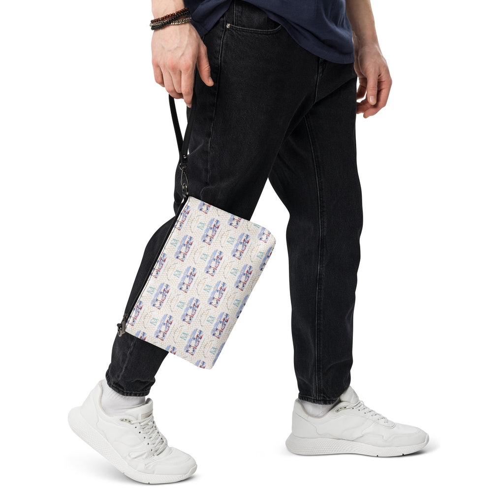 Daemon Luxury Honeybee Intel Forecast Borsetta crossbody bag with all-over black print, featuring a stylish and functional design.