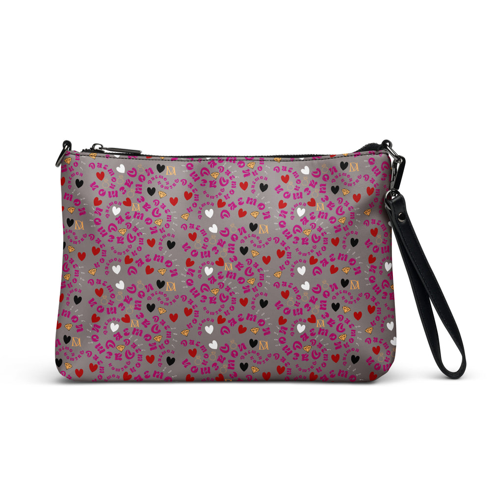 Daemon Luxury Carnival Bay Picasso Mirrors Borsetta crossbody bag with all-over black print, front view showing detailed design.