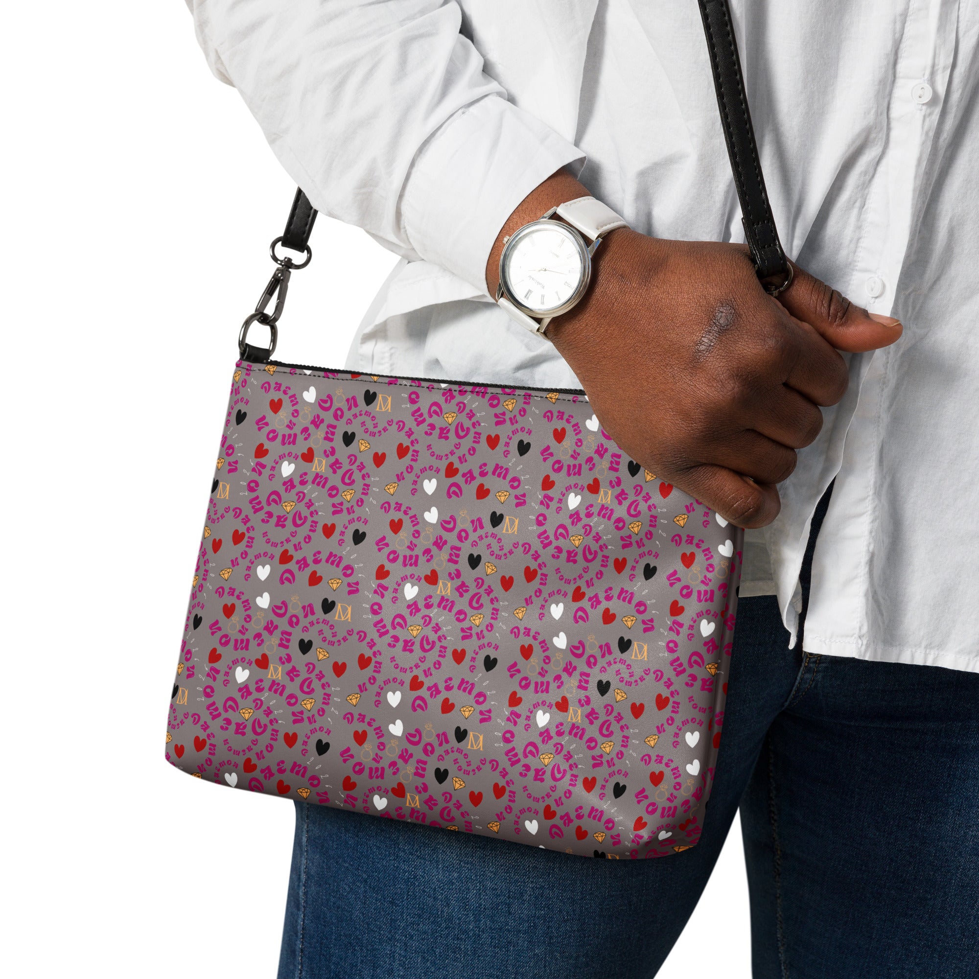 Black Carnival Bay Picasso Mirrors Borsetta crossbody bag by Daemon Luxury with all-over print and front design.