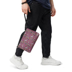 Black Carnival Bay Picasso Mirrors crossbody bag by Daemon Luxury showing all-over printed design and front view.