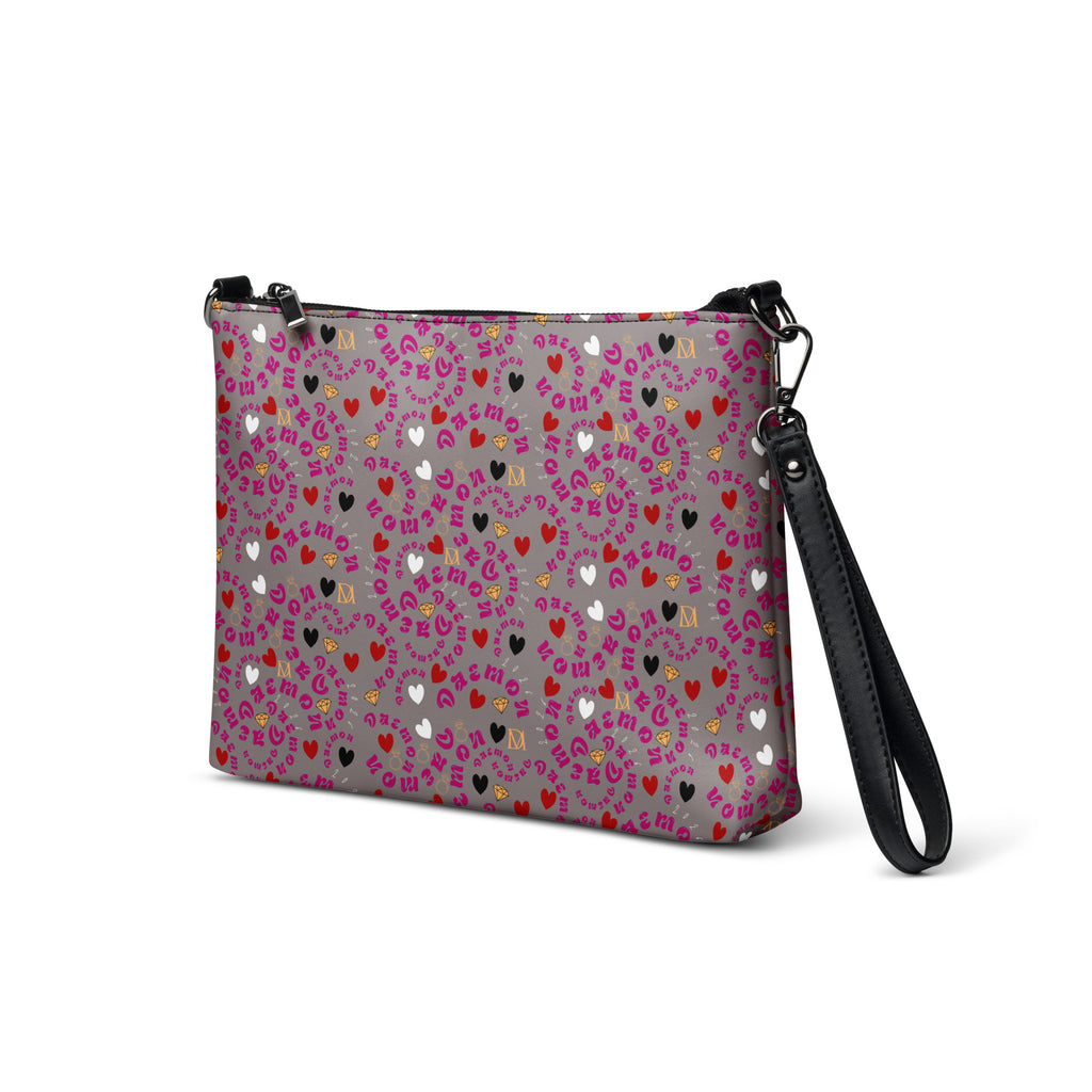 Black Carnival Bay Picasso Mirrors Borsetta crossbody bag by Daemon Luxury, featuring all-over print and sleek design.