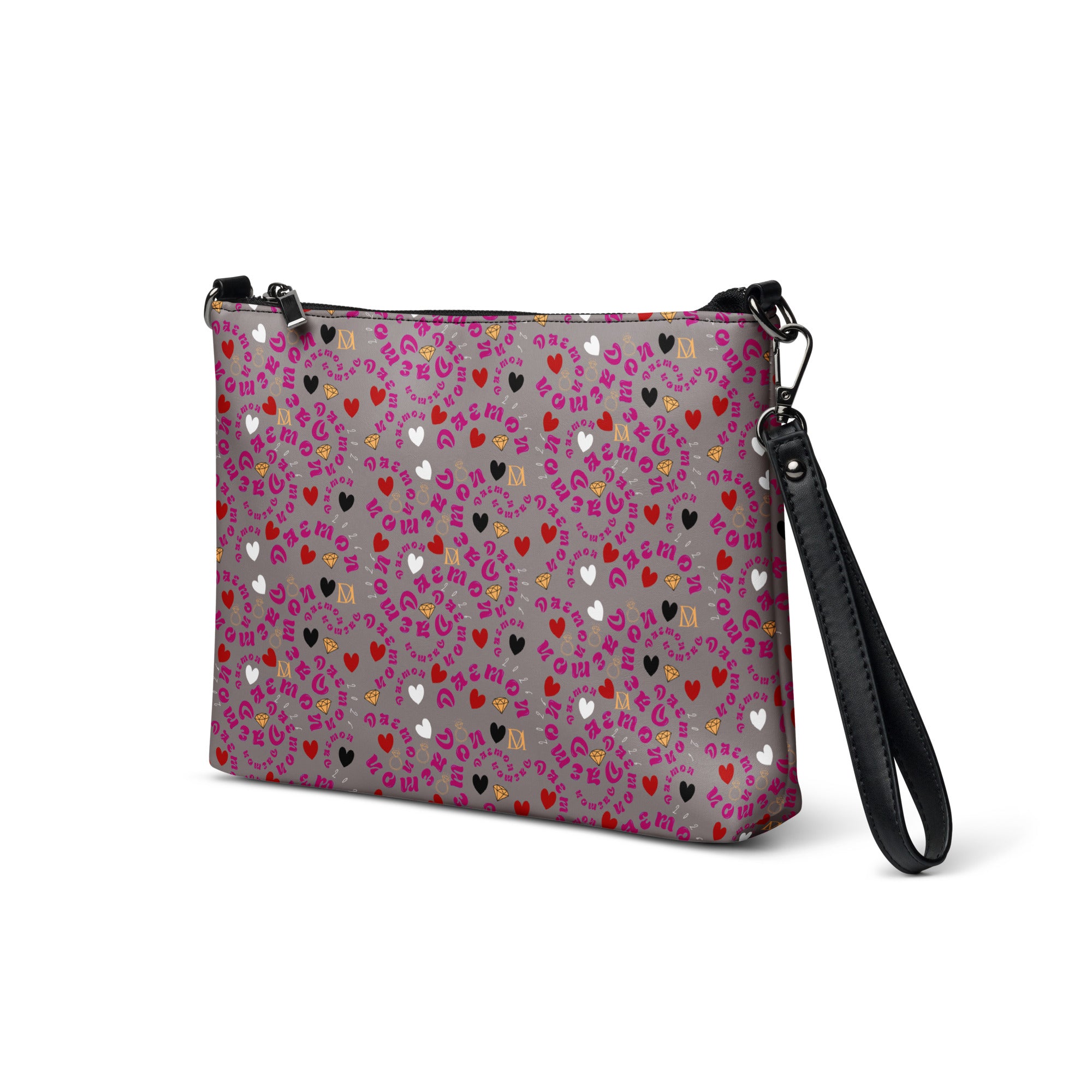 Black Carnival Bay Picasso Mirrors Borsetta crossbody bag by Daemon Luxury, featuring all-over print and sleek design.