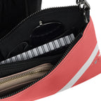 Daemon Luxury SACHI BANS crossbody bag with all-over white and black print, featuring a sleek, compact design and adjustable strap.