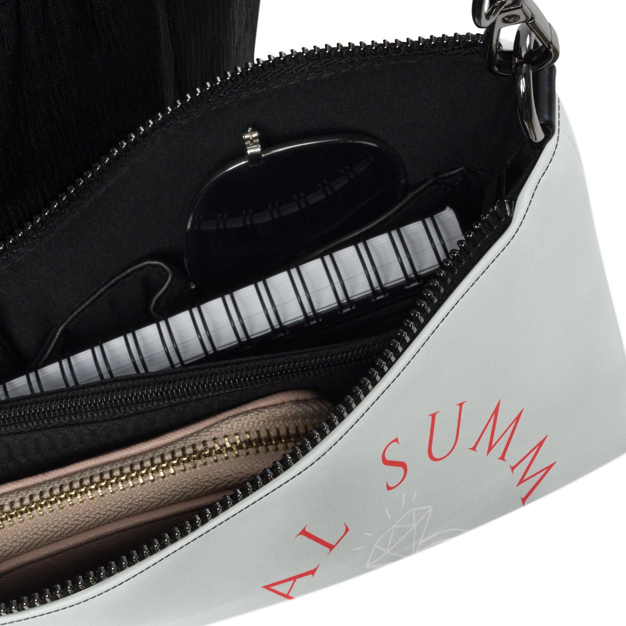 Darkroad Metronome Borsetta crossbody bag by Daemon Luxury with all-over black print and detailed product design.