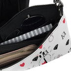 Daemon Luxury Metronome Paris crossbody bag with all-over black print and stylish design for versatile fashion.