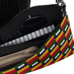 Black Borsetta crossbody bag by Daemon Luxury with all-over white ruby stones print, showcasing detailed design and craftsmanship.
