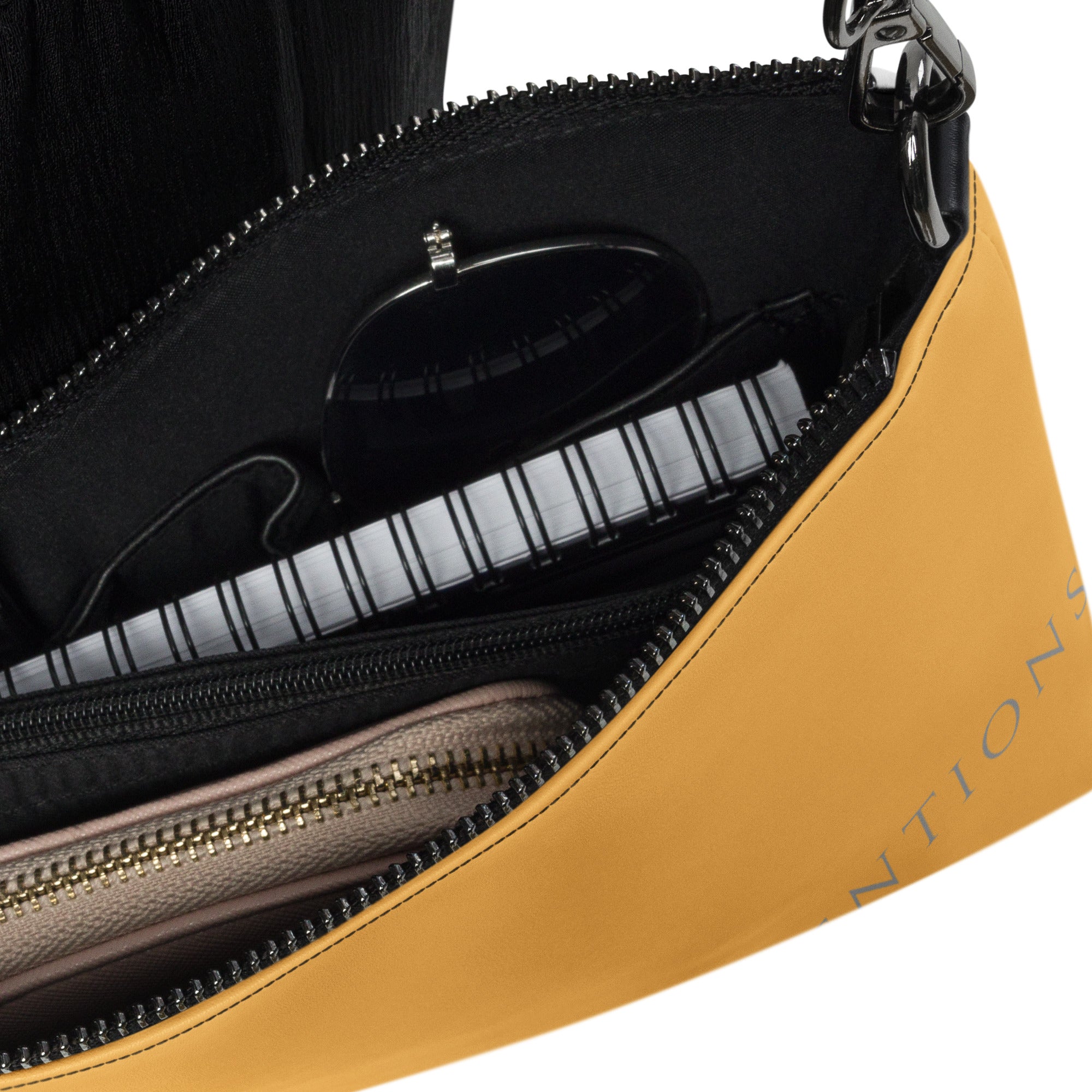 Daemon Luxury Stargaze Minno crossbody bag with all-over black print featuring luminous fireflies design.