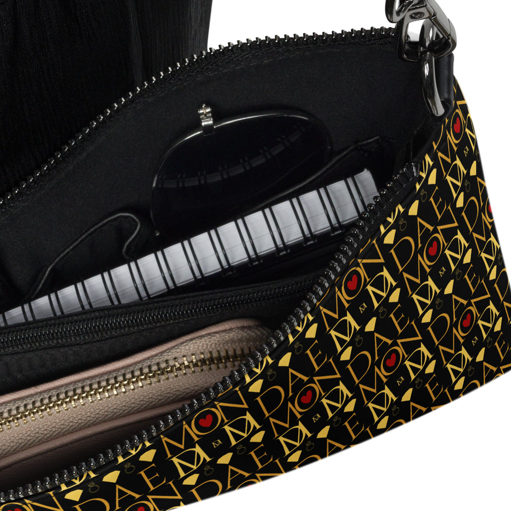 Daemon Luxury Sun Glow California Borsetta crossbody bag with all-over black print and detailed design.