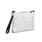 Daemon Luxury Speckled Diamonds Artica Blizzard Borsetta crossbody bag with black and white speckled pattern, side view.