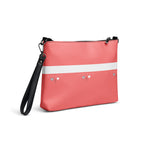Daemon Luxury SACHI BANS white label crossbody bag with all-over print in black, shown from right back angle.