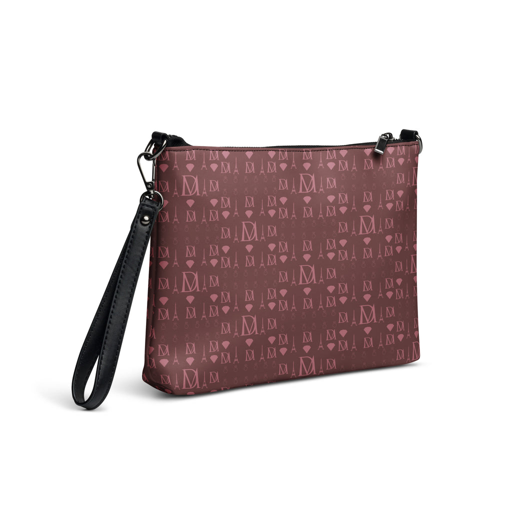 Black Dim Horizon Borsetta crossbody bag by Daemon Luxury with all-over print, shown from the right back angle.