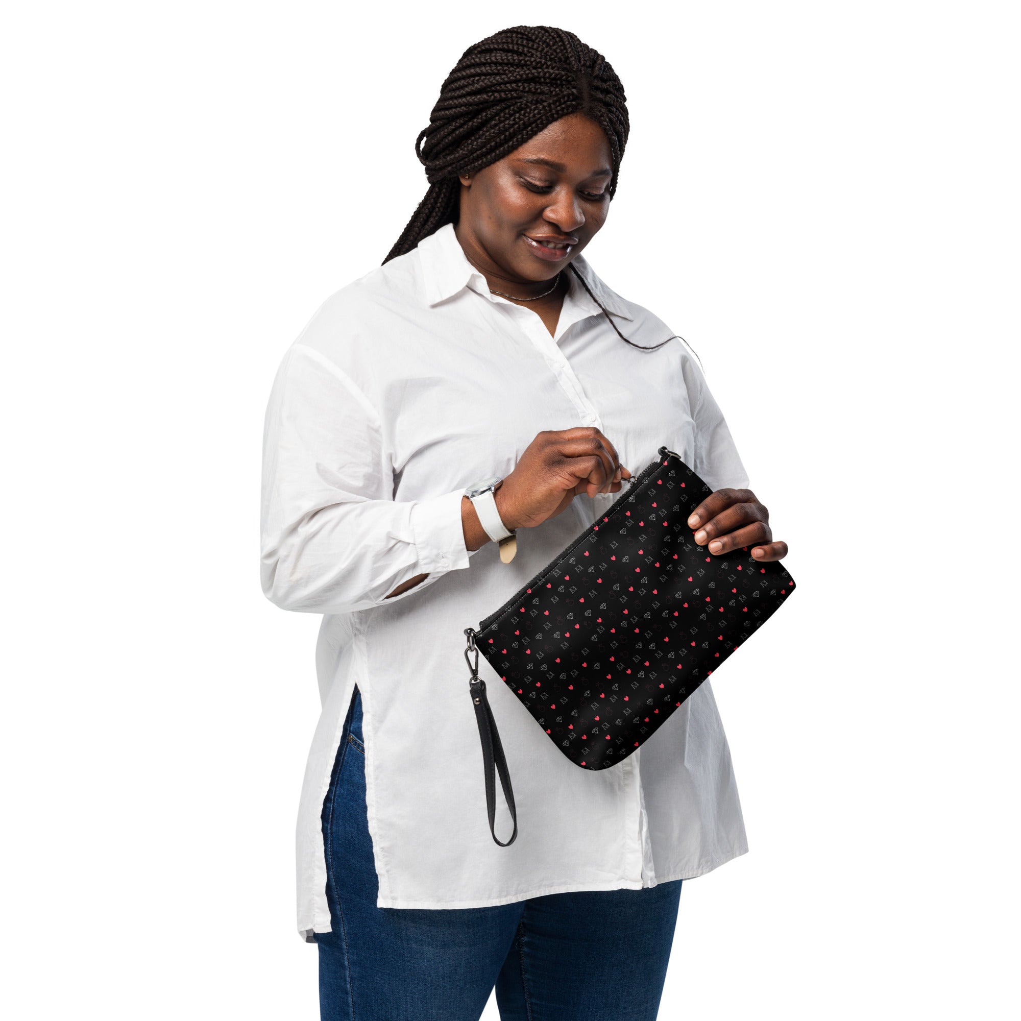 Daemon Luxury Speckled Diamonds Borsetta crossbody bag with all-over white print and stylish design.