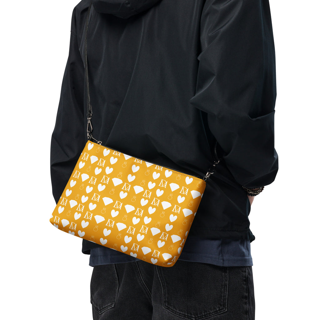 Daemon Luxury Frosted Diamonds Borsetta crossbody bag with all-over white print and diamond pattern design.
