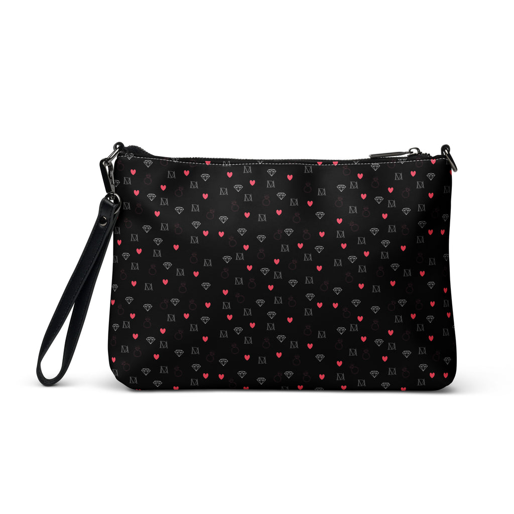 White speckled Diamonds (NEMESIS) Borsetta crossbody bag by Daemon Luxury with all-over print and sleek design.