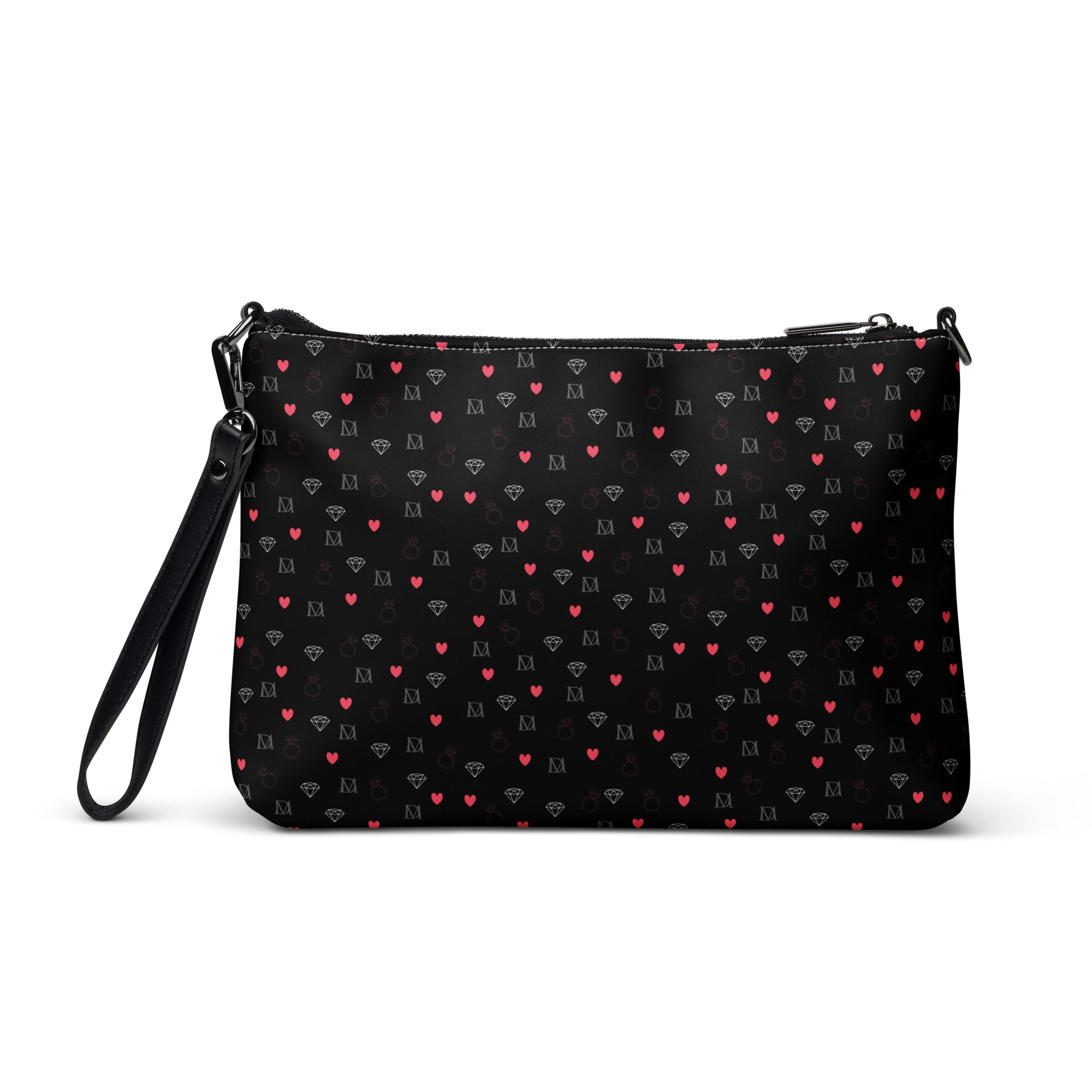 White speckled Diamonds (NEMESIS) Borsetta crossbody bag by Daemon Luxury with all-over print and sleek design.