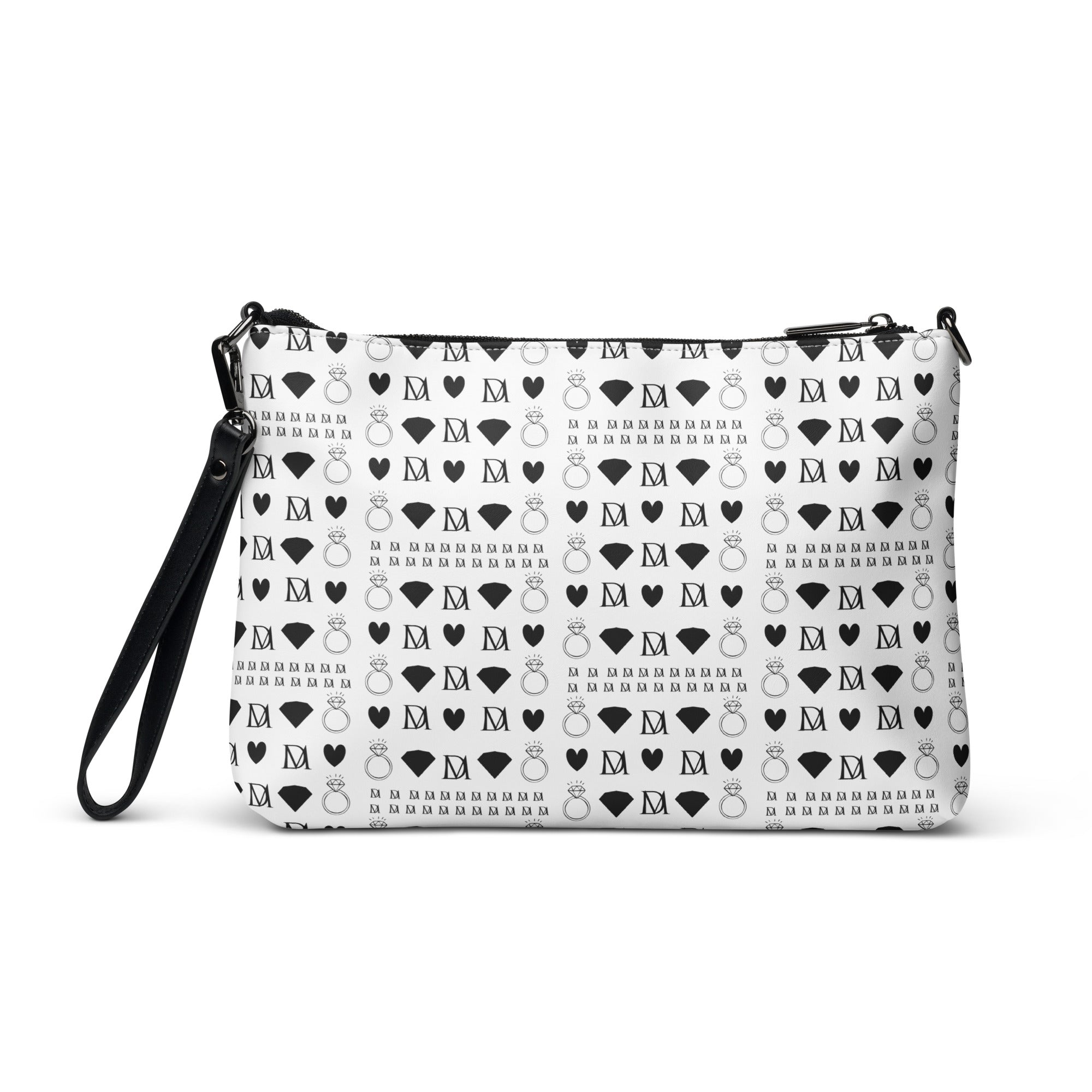 Daemon Luxury Dim Diamonds Artica Blizzard crossbody bag with all-over white and blue diamond pattern.
