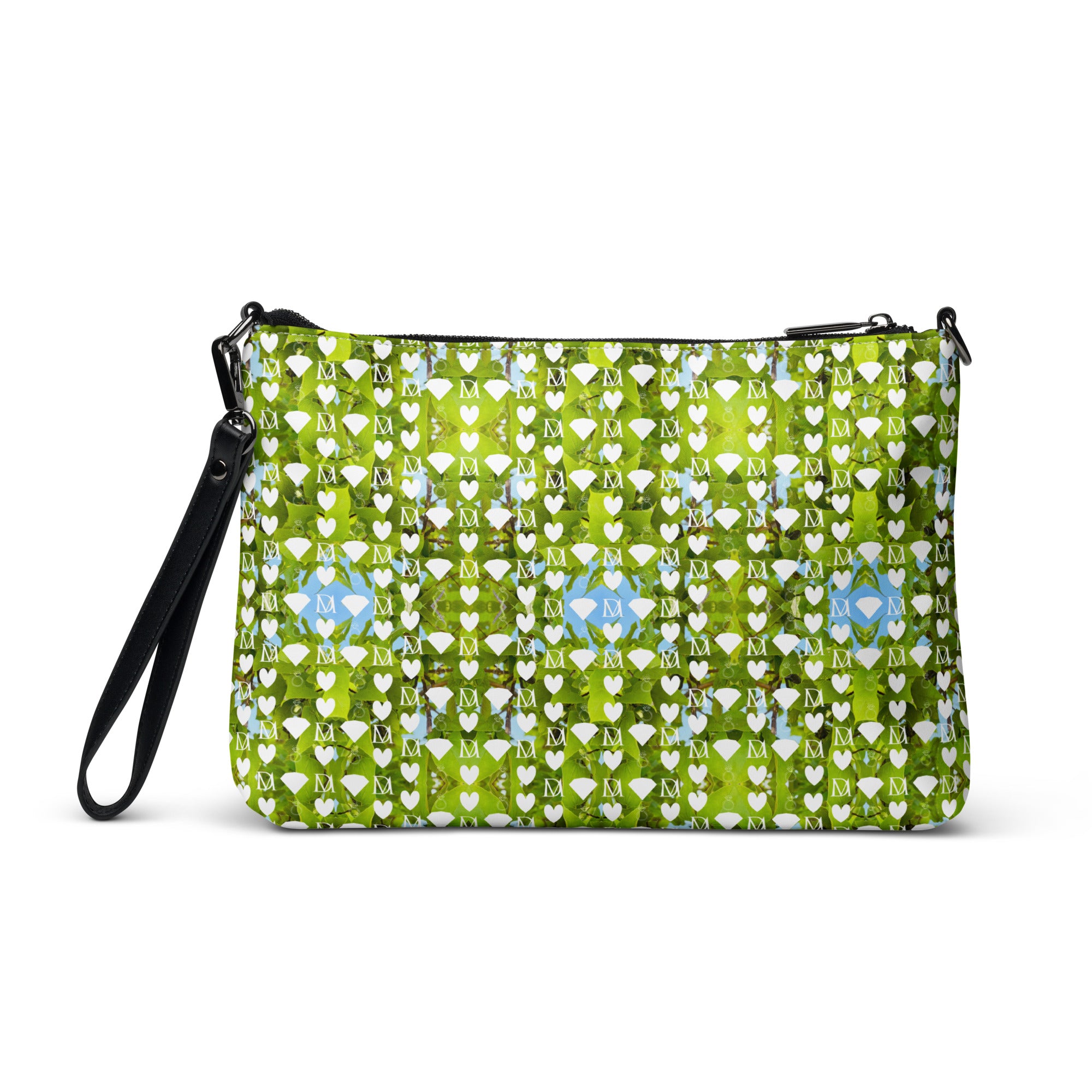 Daemon Luxury Belly Red’s Garden (Rebirth) crossbody bag with all-over-print design, white background, featuring vibrant floral artwork.