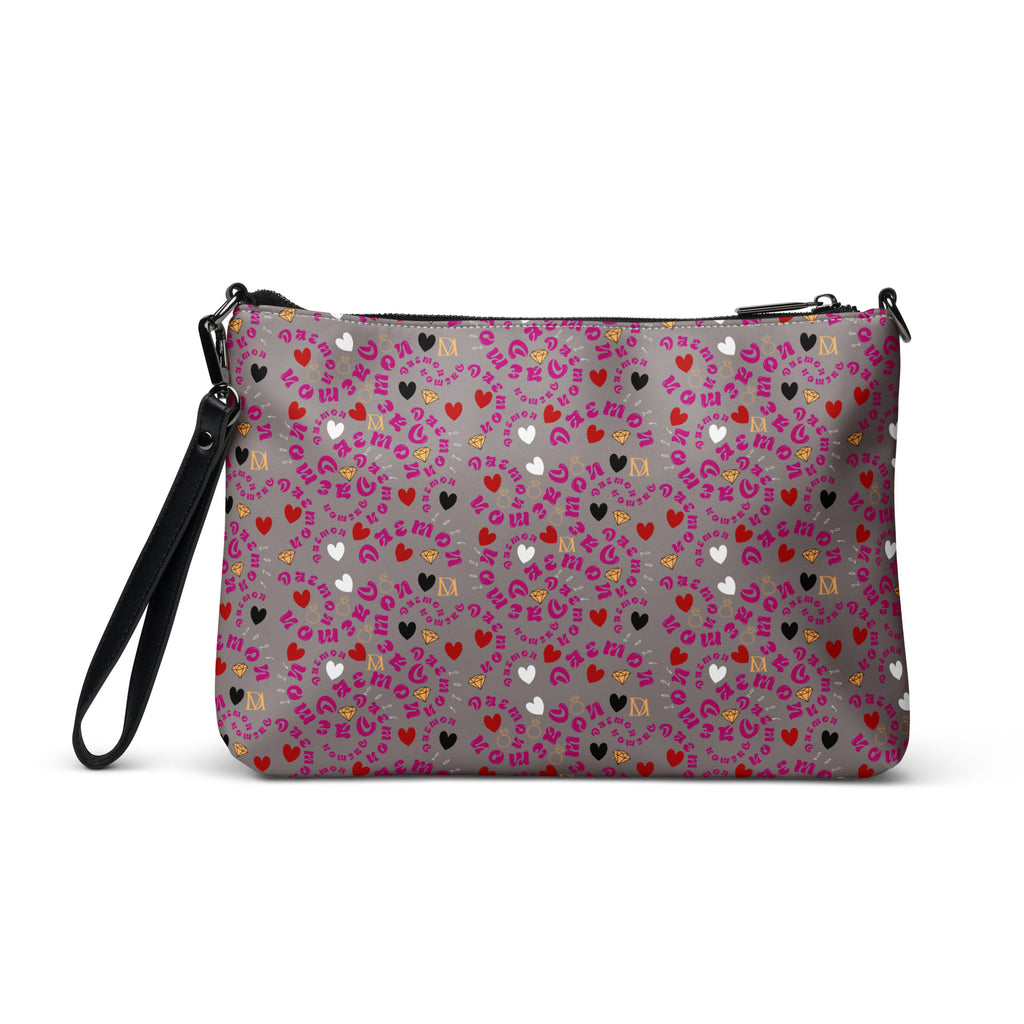 Daemon Luxury Carnival Bay Picasso Mirrors Borsetta crossbody bag with all-over white print and adjustable strap.
