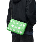 White Borsetta crossbody bag with all-over frosted diamond pattern from Daemon's BELLY REDS Garden collection.