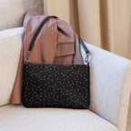 Daemon Luxury Speckled Diamonds Borsetta crossbody bag with all-over white print and diamond pattern, front view.