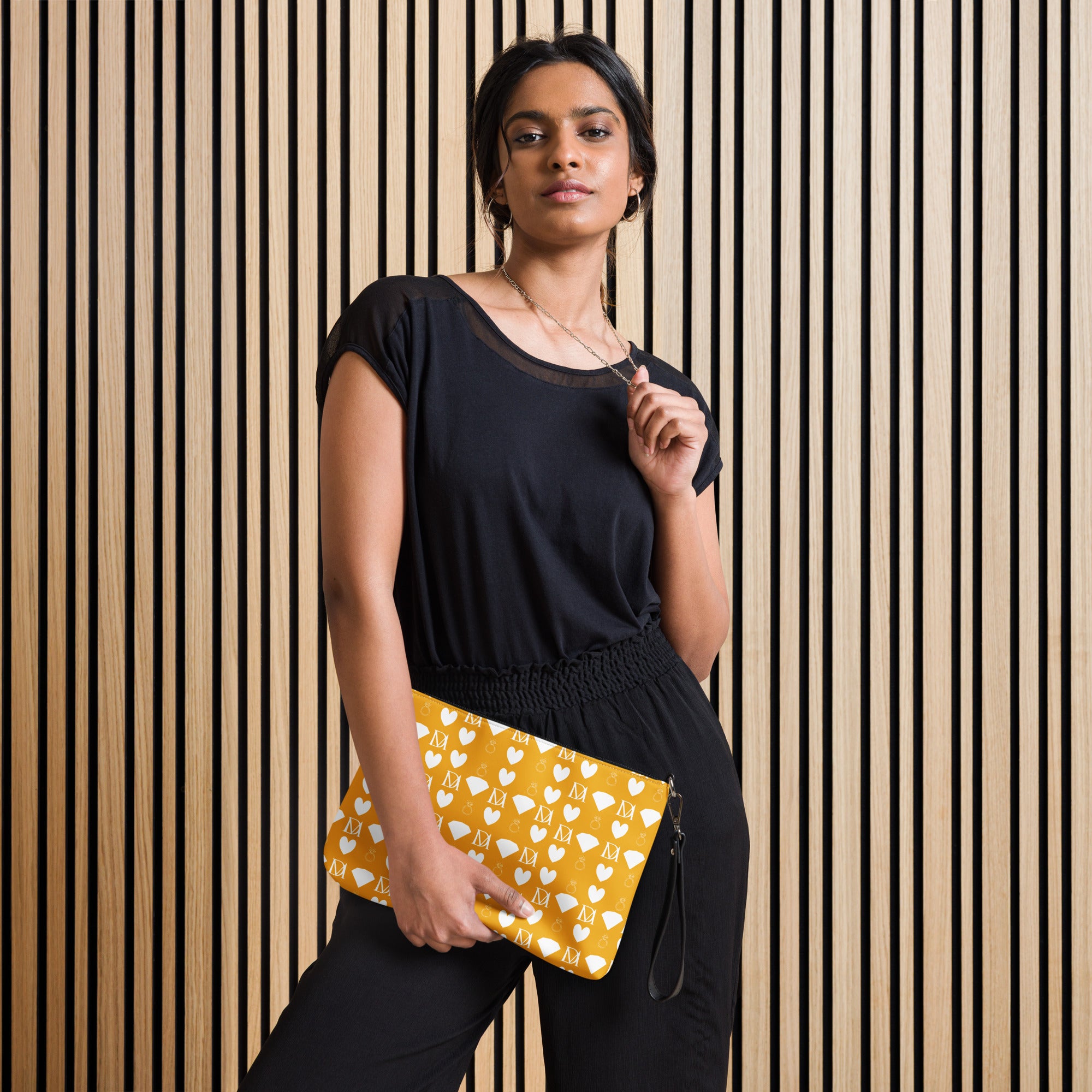 White crossbody bag with all-over frosted diamond pattern and Tarmin Honeybees design by Daemon Luxury.