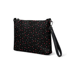 White Daemon Luxury Speckled Diamonds NEMESIS Borsetta crossbody bag with all-over diamond print, front view.