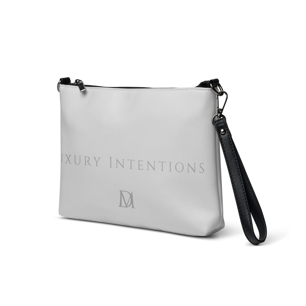 Daemon Luxury NARDO Scale sunless dream all-over-print crossbody bag in white, front view with adjustable strap.