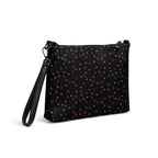 White Borsetta crossbody bag with speckled diamond pattern from Daemon Luxury, showing the back side and all-over print design.